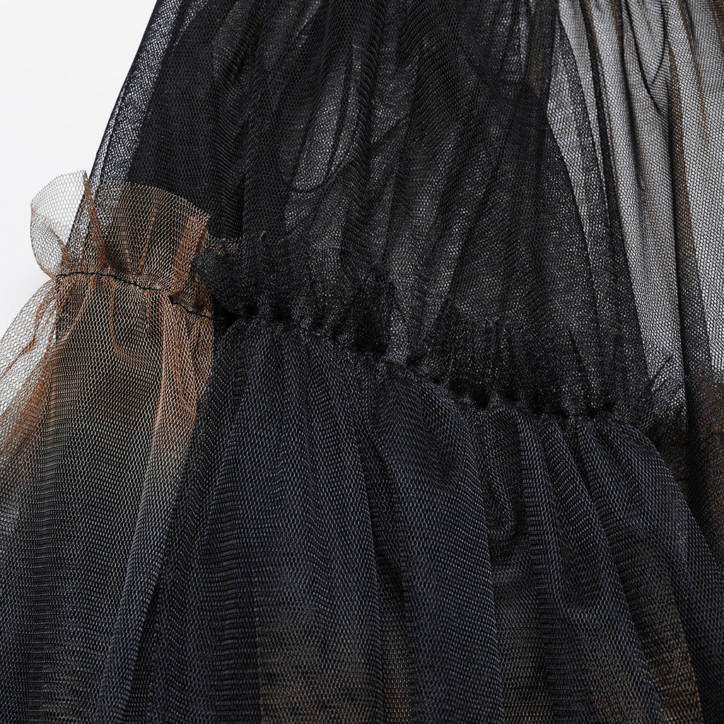 WQ-704BQF Gothic Mesh Layered Tulle Punk Skirt With Belt?-??Punk Rave Clothing