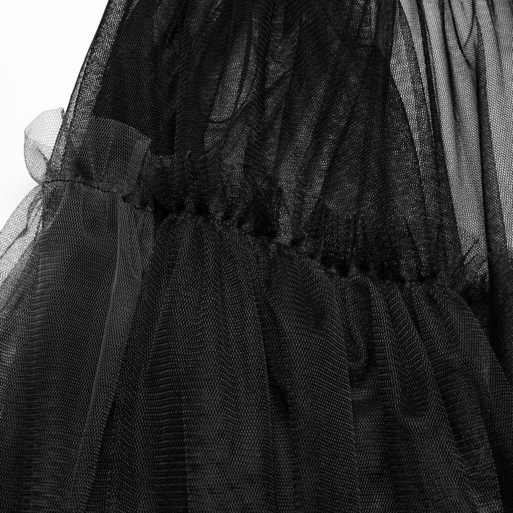 WQ-704BQF Gothic Mesh Layered Tulle Punk Skirt With Belt?-??Punk Rave Clothing