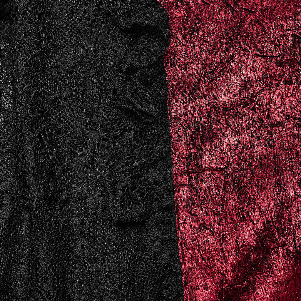 WQ-706BQF Lace Embellished black Maxi Gothic Skirt with Ruffled Sides?-??Punk Rave Clothing
