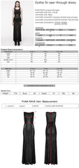 WQ-710LQF Sheer Lace Gothic Maxi Dress With Flared Hem Design?-??Punk Rave Clothing