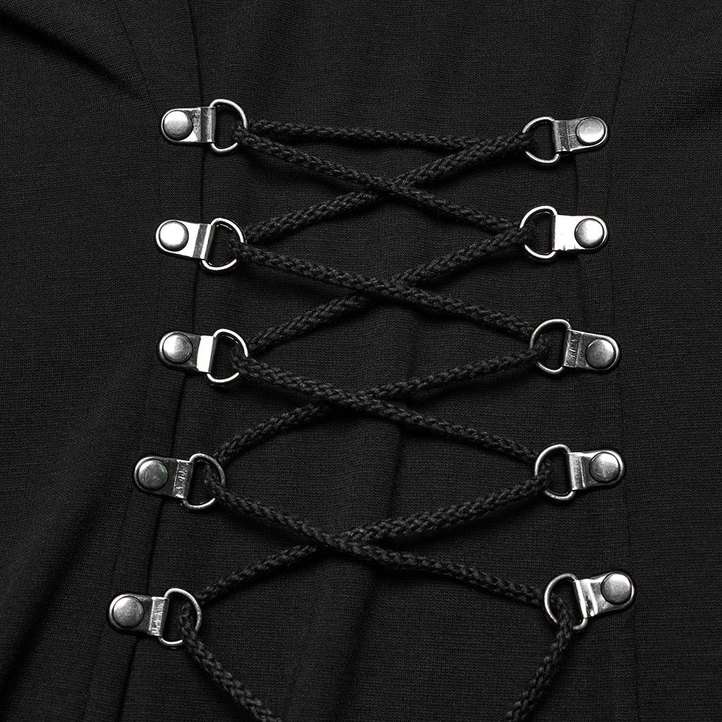 WQ-714LQF Gothic Strappy Lace-Up Punk Dress with Side Slits?-??Punk Rave Clothing