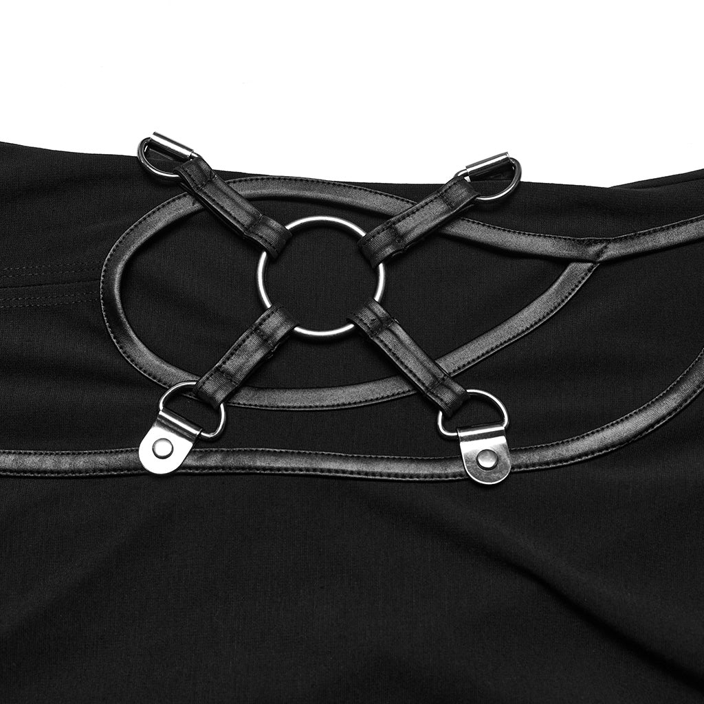 WQ-714LQF Gothic Strappy Lace-Up Punk Dress with Side Slits?-??Punk Rave Clothing