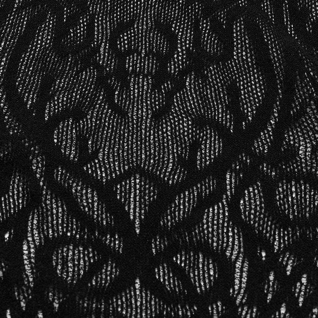 WQ-717LQF Black Mesh Gothic Dress Long Sleeve High Neck Lace Design?-??Punk Rave Clothing