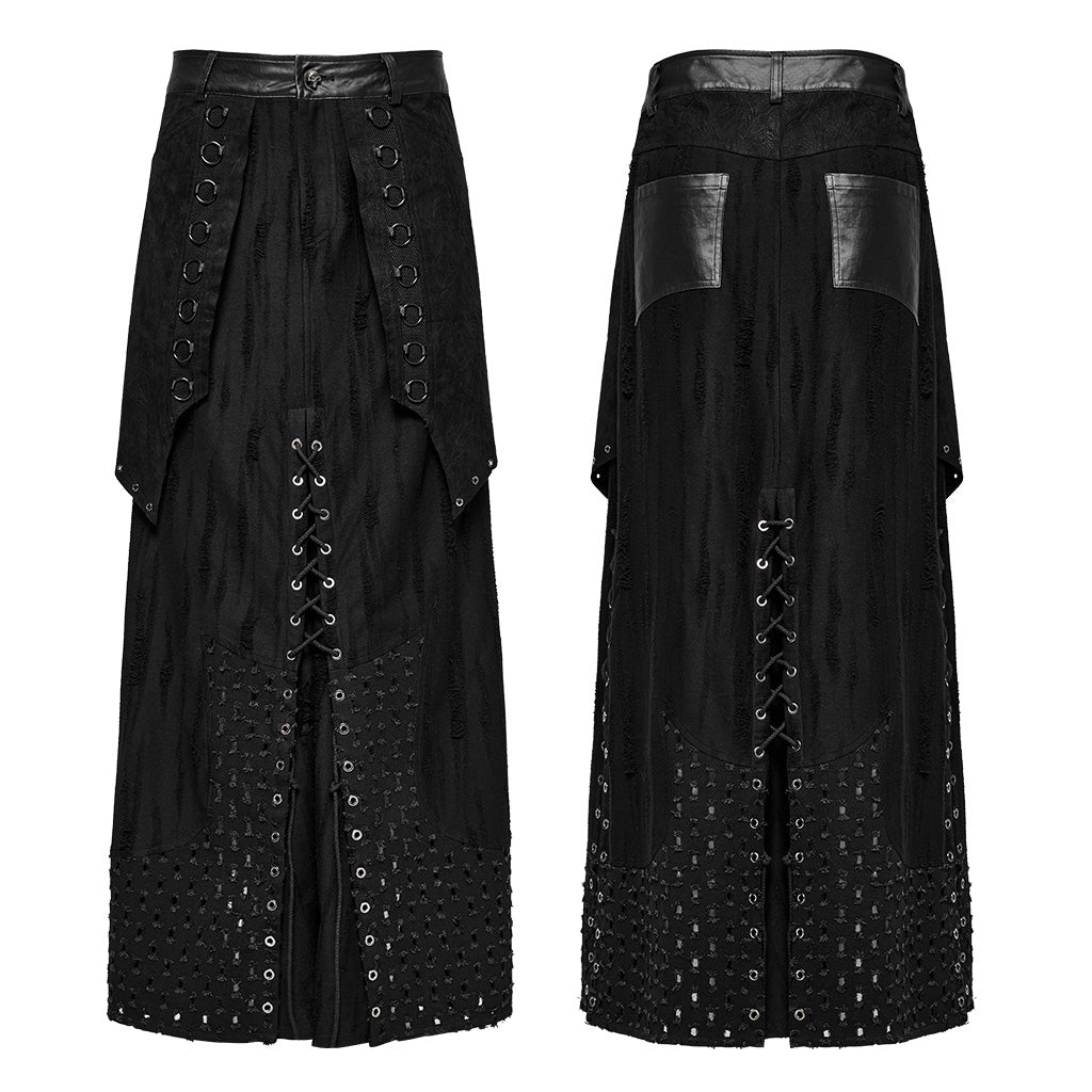 WQ-718BQM Elegant Gothic Punk Skirt with Lace-Up Details