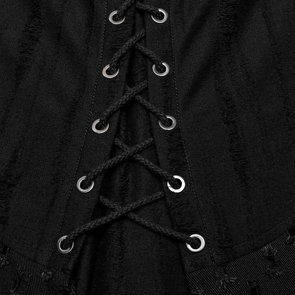 WQ-718BQM Elegant Gothic Punk Skirt with Lace-Up Details?-??Punk Rave Clothing