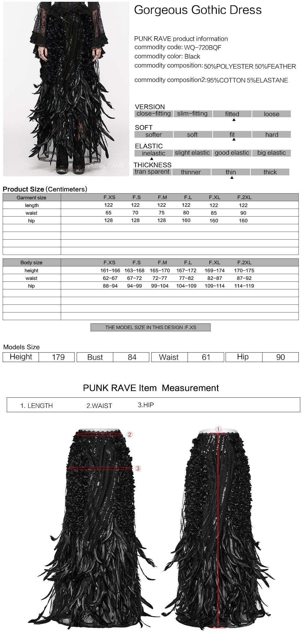 WQ-720BQF Elegant Feathered Gothic Dress with Lace Bell Sleeves?-??Punk Rave Clothing