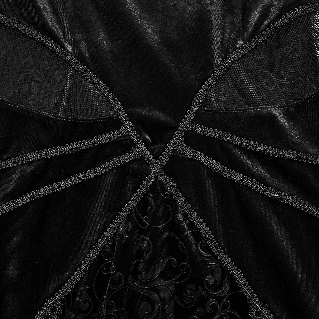 WQ-741LQF Gothic Velvet V-Neck Lace-Up Maxi Dress?-??Punk Rave Clothing