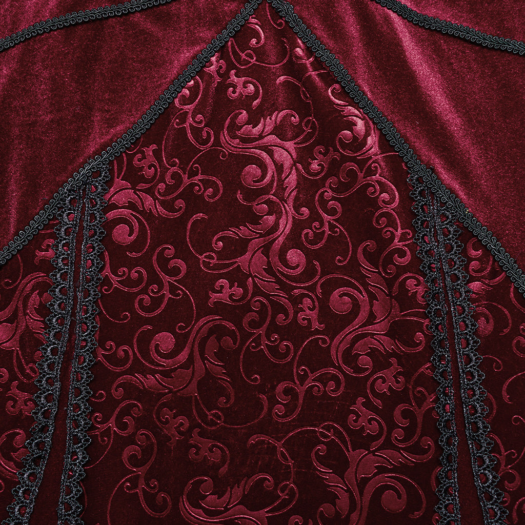 WQ-741LQF Gothic Velvet V-Neck Lace-Up Maxi Dress?-??Punk Rave Clothing