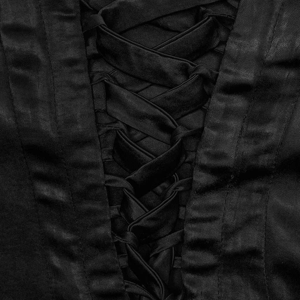 WQ-748LQF Elegant Gothic Lace Long Sleeve Black Dress?-??Punk Rave Clothing