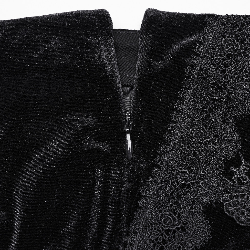 WQ-750BQF Elegant Gothic High-Low Lace Embellished Fishtail Skirt?-??Punk Rave Clothing