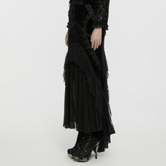 WQ-750BQF Elegant Gothic High-Low Lace Embellished Fishtail Skirt