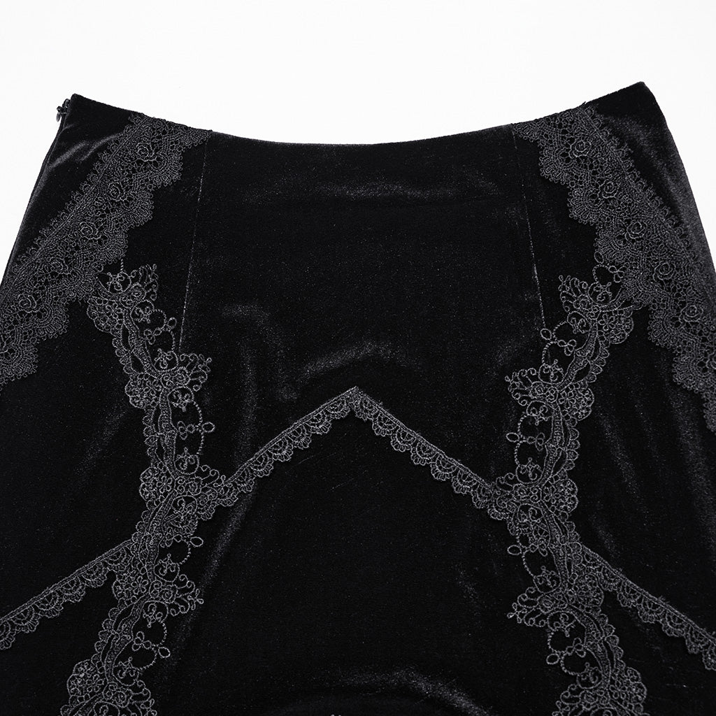 WQ-750BQF Elegant Gothic High-Low Lace Embellished Fishtail Skirt