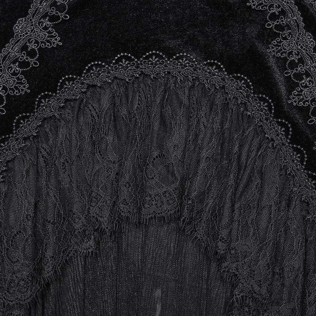 WQ-750BQF Elegant Gothic High-Low Lace Embellished Fishtail Skirt?-??Punk Rave Clothing