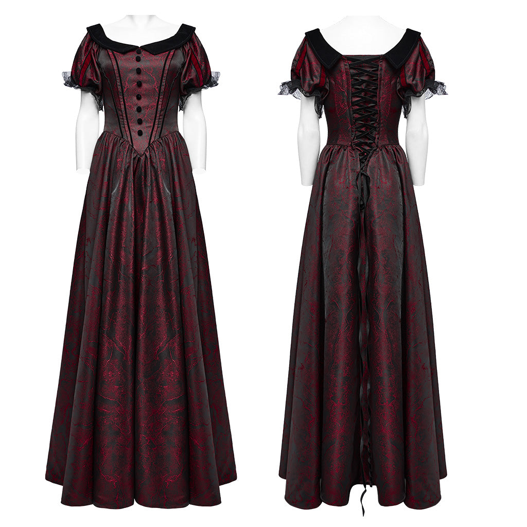 WQ-757LQF Elegant Black Off-Shoulder Gothic Dress With Lace Corset?-??Punk Rave Clothing