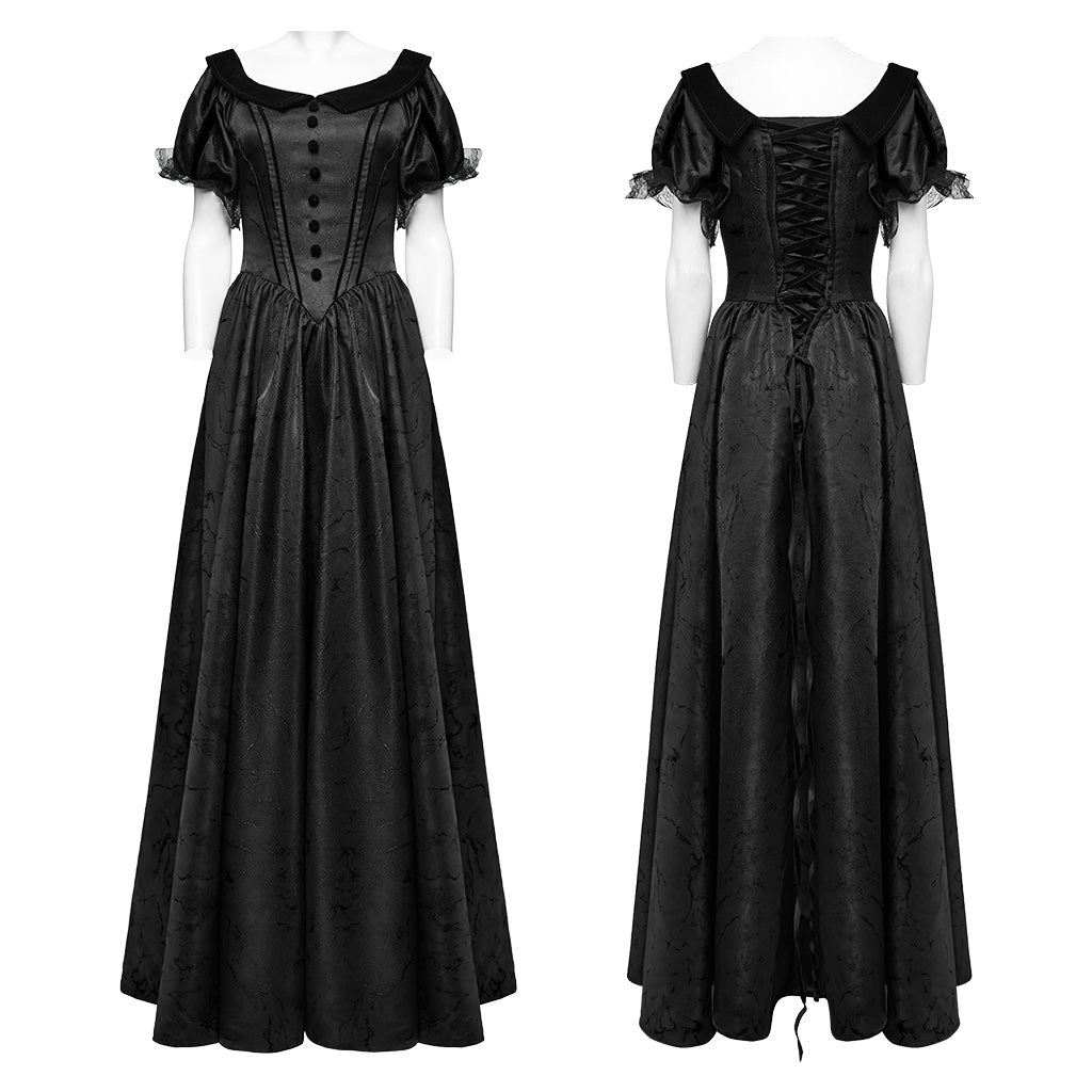 WQ-757LQF Elegant Black Off-Shoulder Gothic Dress With Lace Corset?-??Punk Rave Clothing