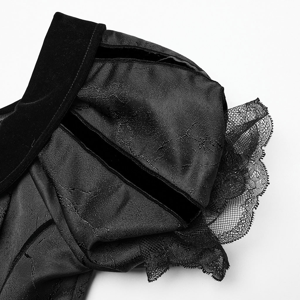 WQ-757LQF Elegant Black Off-Shoulder Gothic Dress With Lace Corset?-??Punk Rave Clothing