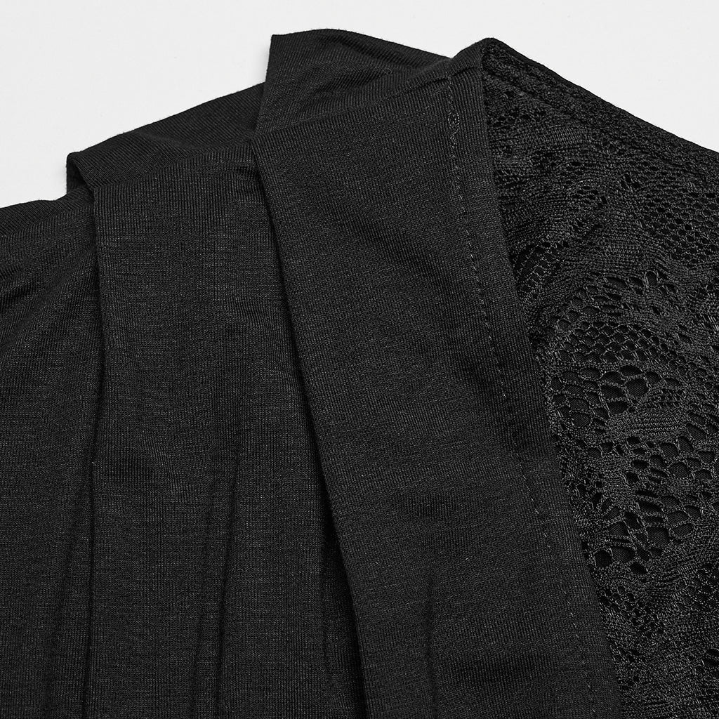 WQ-759LQF Gothic Low Neck Lace Sleeve Elegant Maxi Dress?-??Punk Rave Clothing