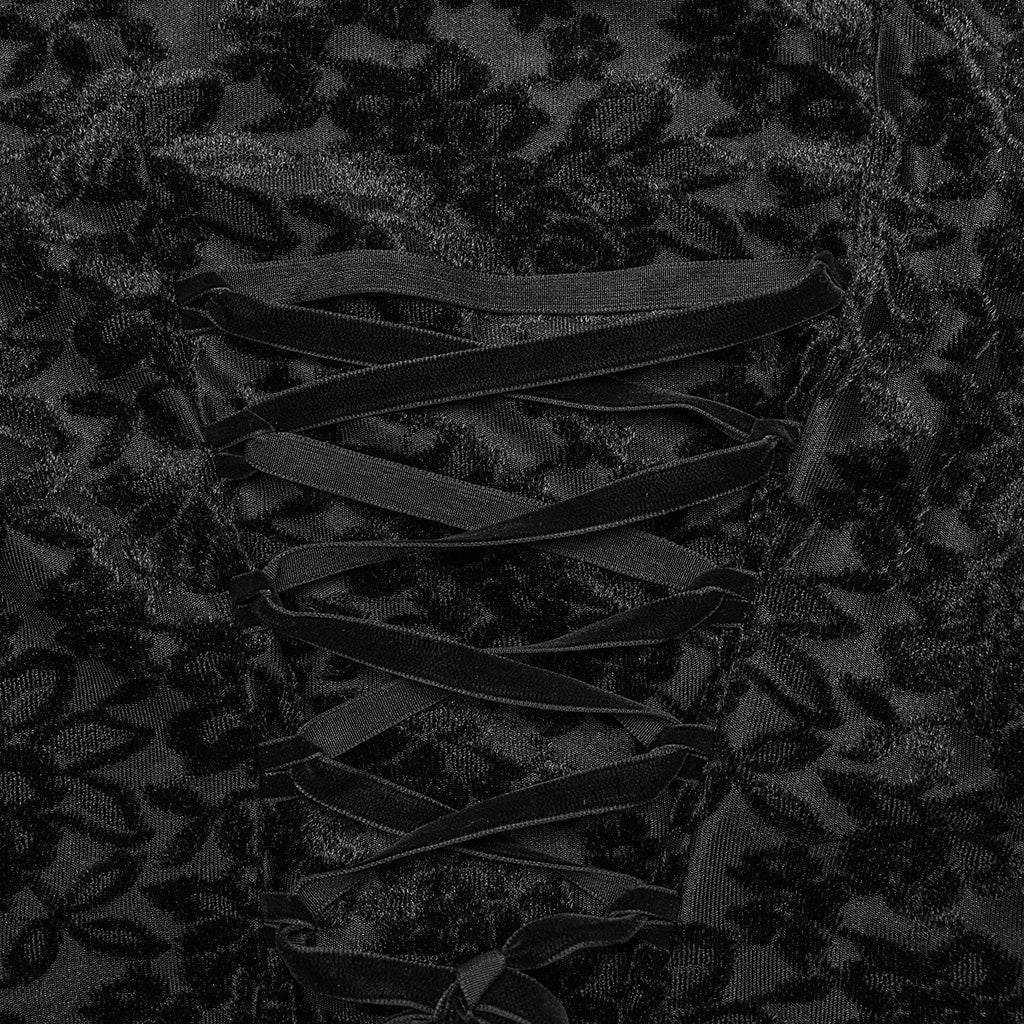 WQ-760LQF Gothic Lace Flare Sleeve Black Dress Dark Elegance?-??Punk Rave Clothing