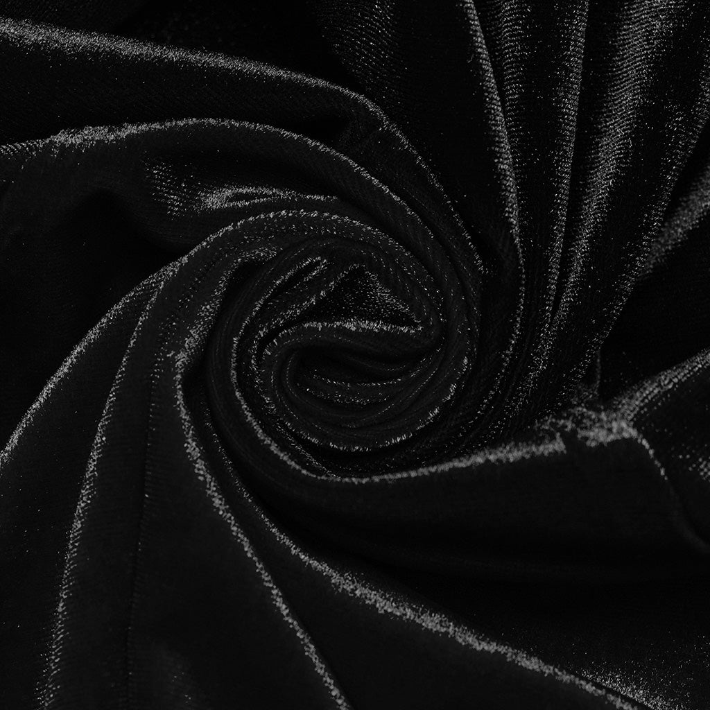 WQ-770LQF Velvet Gothic Dress with Lace Embellishments and Lace-up Back?-??Punk Rave Clothing