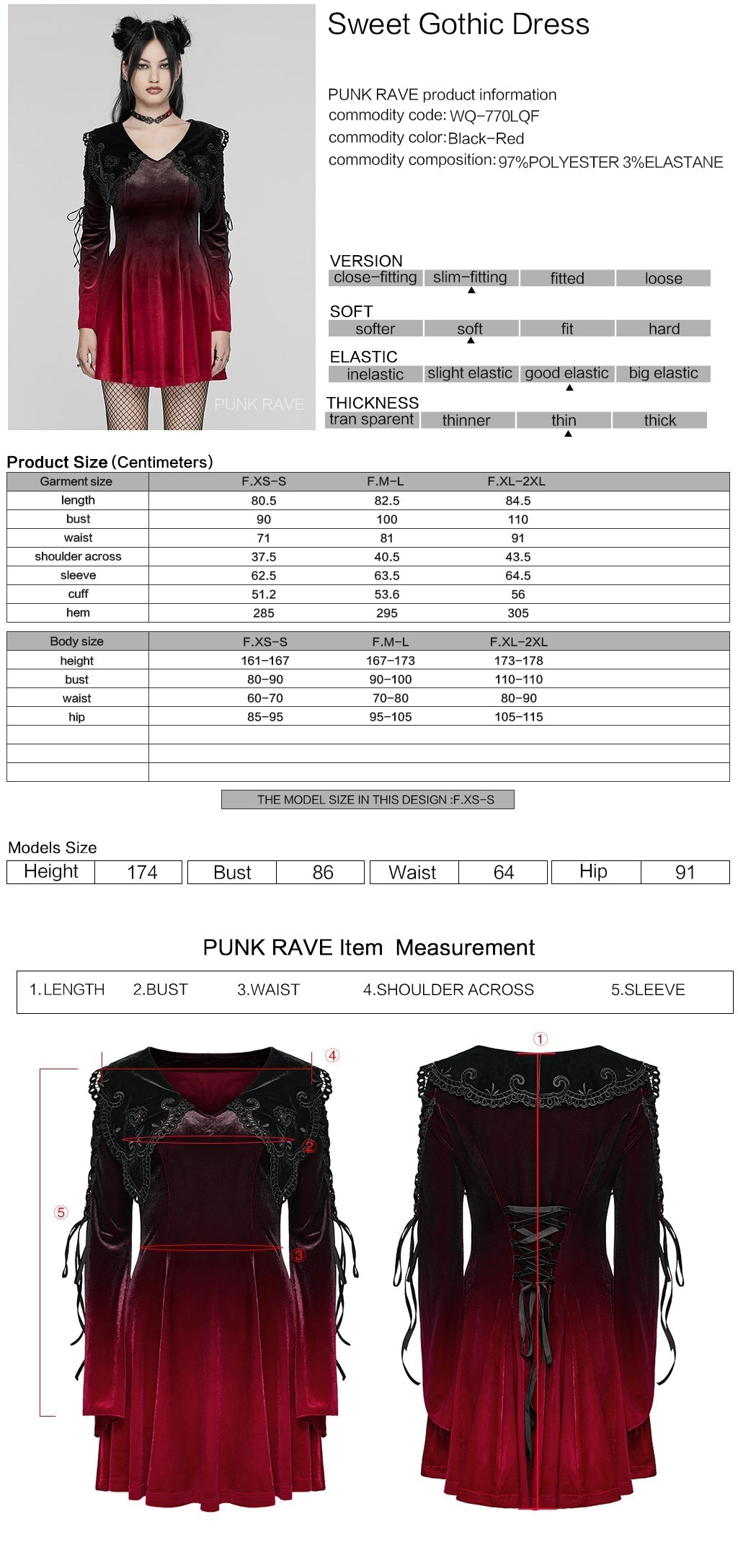 WQ-770LQF Velvet Gothic Dress with Lace Embellishments and Lace-up Back?-??Punk Rave Clothing