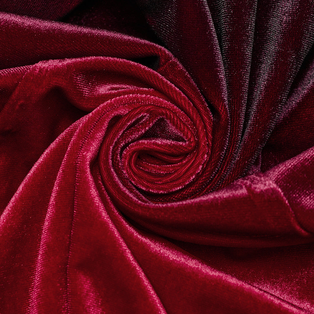 WQ-770LQF Velvet Gothic Dress with Lace Embellishments and Lace-up Back?-??Punk Rave Clothing