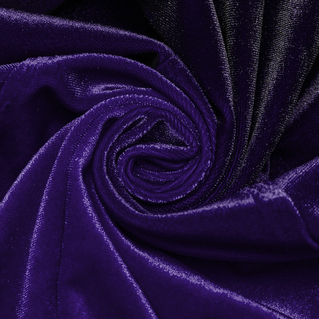 WQ-770LQF Velvet Gothic Dress with Lace Embellishments and Lace-up Back?-??Punk Rave Clothing