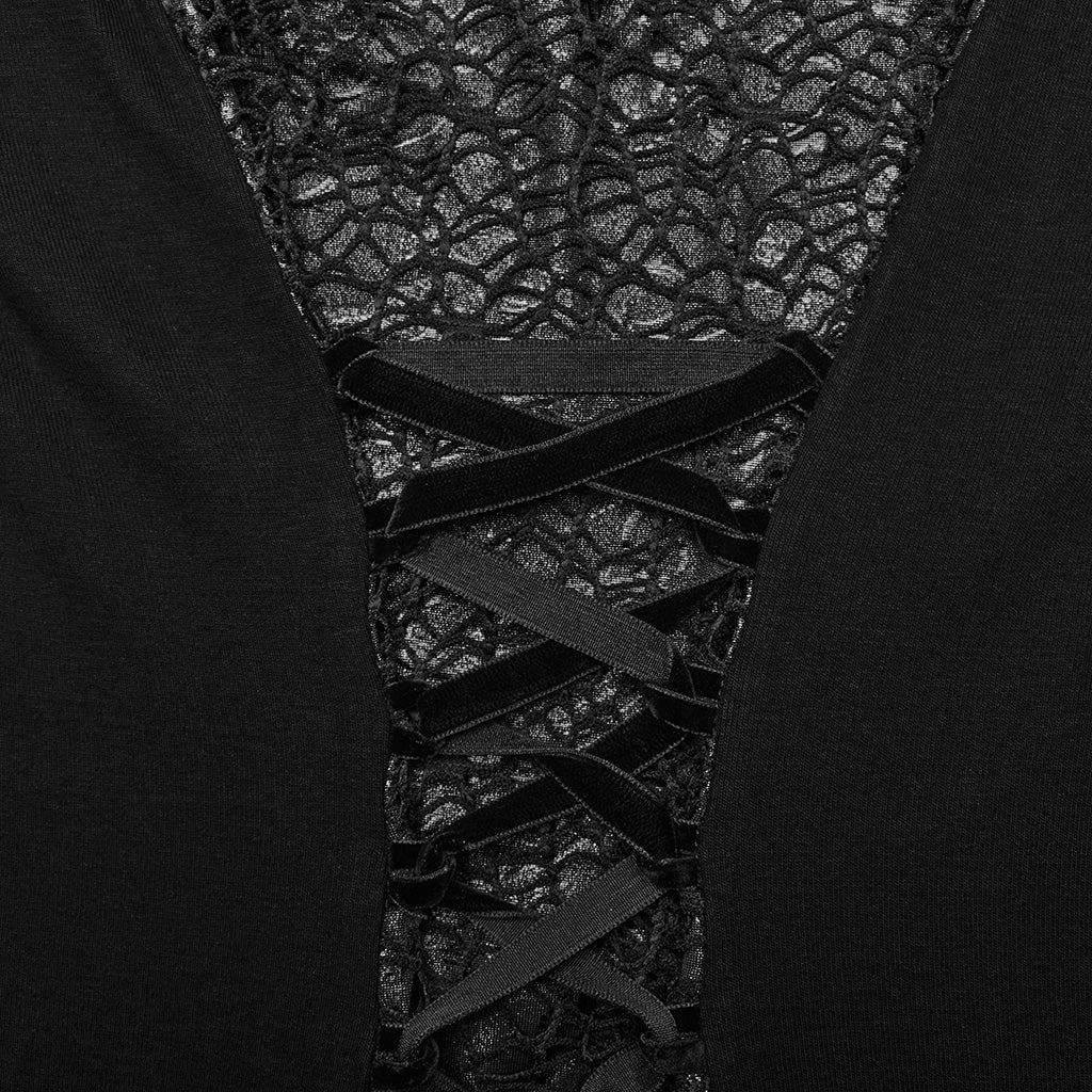 WQ-772LQF Elegant Gothic Lace Maxi Dress with Bell Sleeves?-??Punk Rave Clothing