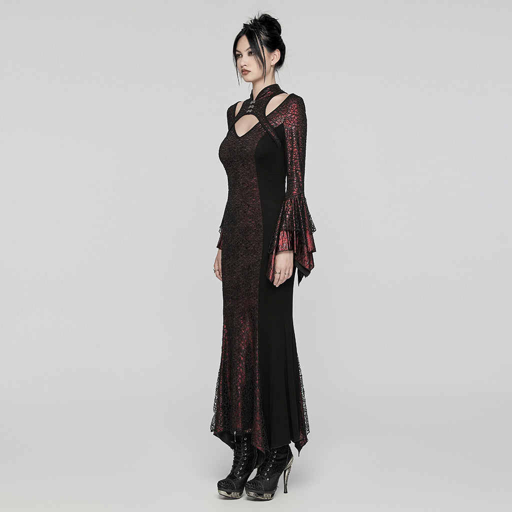 WQ-772LQF Elegant Gothic Lace Maxi Dress with Bell Sleeves?-??Punk Rave Clothing