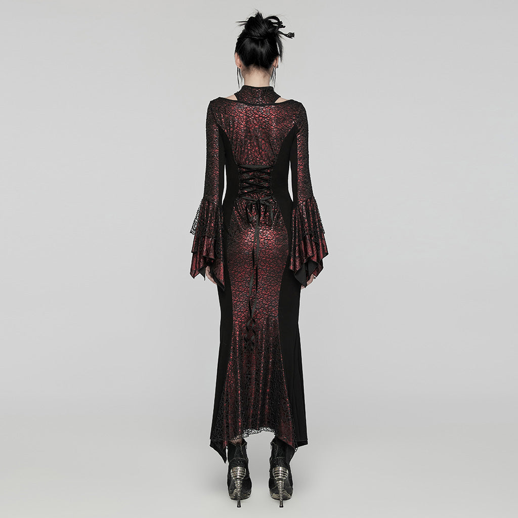 WQ-772LQF Elegant Gothic Lace Maxi Dress with Bell Sleeves?-??Punk Rave Clothing