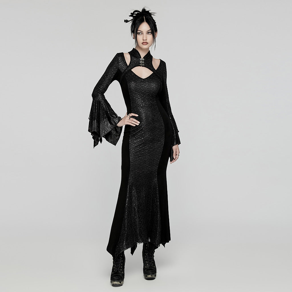 WQ-772LQF Elegant Gothic Lace Maxi Dress with Bell Sleeves?-??Punk Rave Clothing
