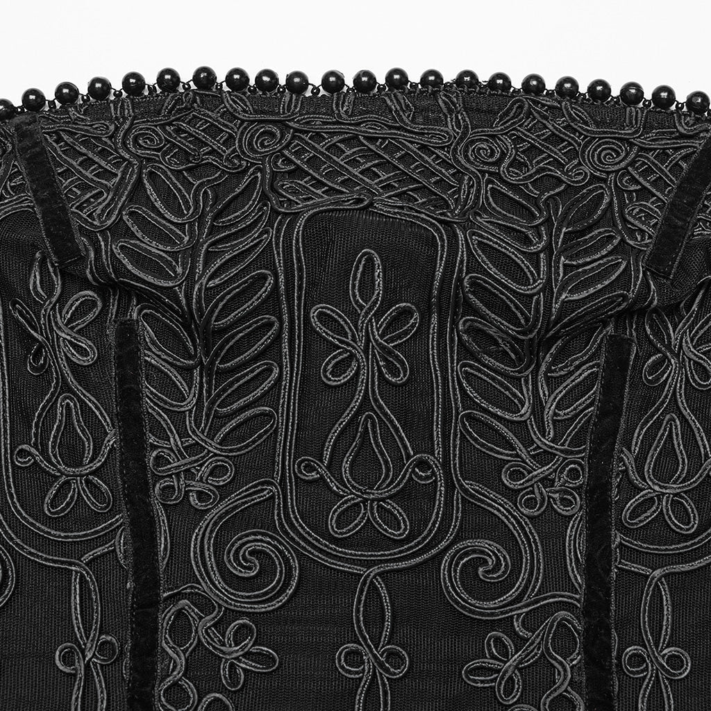 WQ-773LQF Gothic Dress Sheer Lace Embroidered Strapless Elegant Maxi Design?-??Punk Rave Clothing