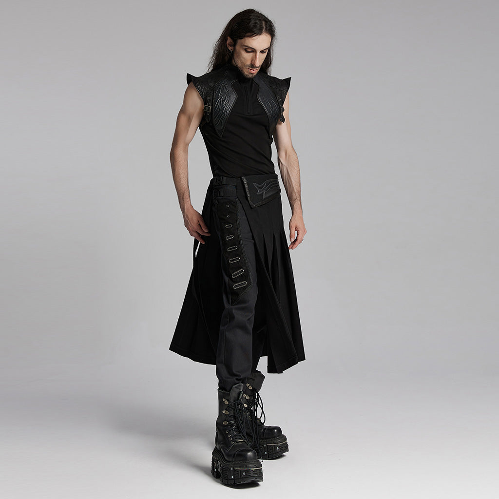 WQ-778BQM Gothic Half Skirt with Strap and Punk Accents?-??Punk Rave Clothing