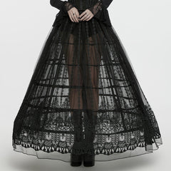 WQ-783BQF Gothic Cage Maxi Skirt Steampunk Layered Black Tulle Skirt?-??Punk Rave Clothing