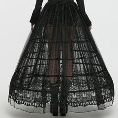 WQ-783BQF Gothic Cage Maxi Skirt Steampunk Layered Black Tulle Skirt?-??Punk Rave Clothing