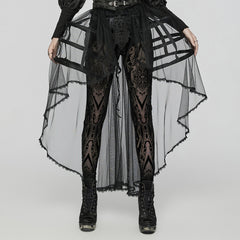 WQ-784BQF Elegant Gothic Cage-Inspired Black Sheer Overlay Skirt?-??Punk Rave Clothing