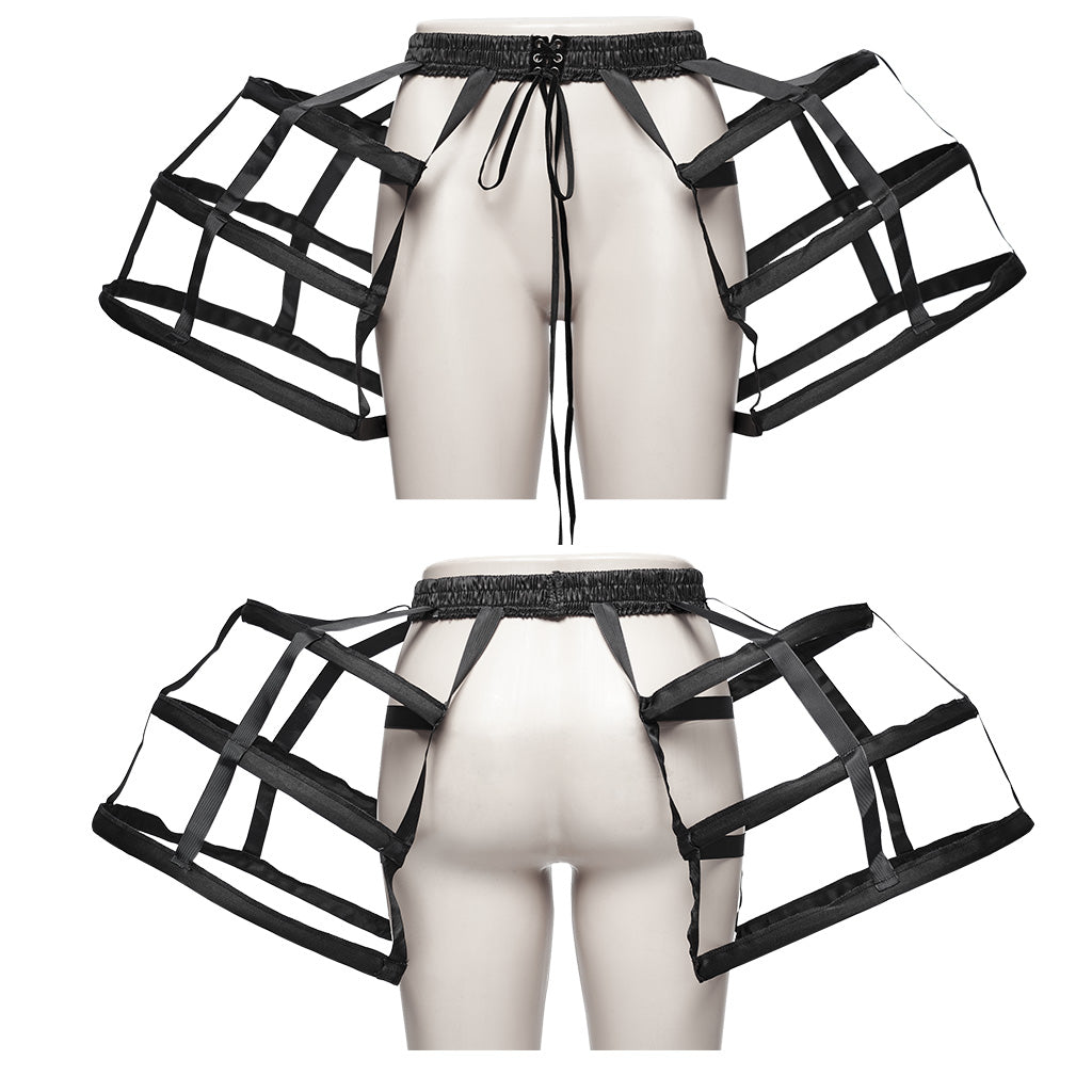 WQ-784BQF Elegant Gothic Cage-Inspired Black Sheer Overlay Skirt?-??Punk Rave Clothing