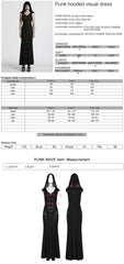 WQ-800LQF Gothic Black Mesh Studded Long Punk Dress