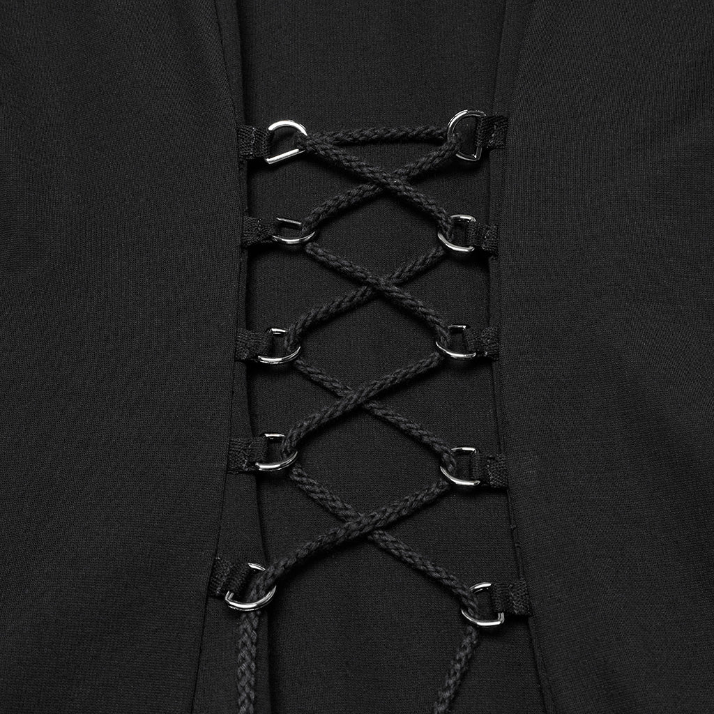 WQ-800LQF Gothic Black Mesh Studded Long Punk Dress