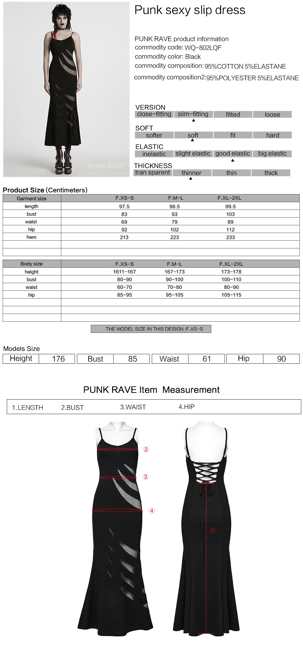 WQ-802LQF Edgy Slashed Strappy Punk Maxi Dress with Mesh Panels