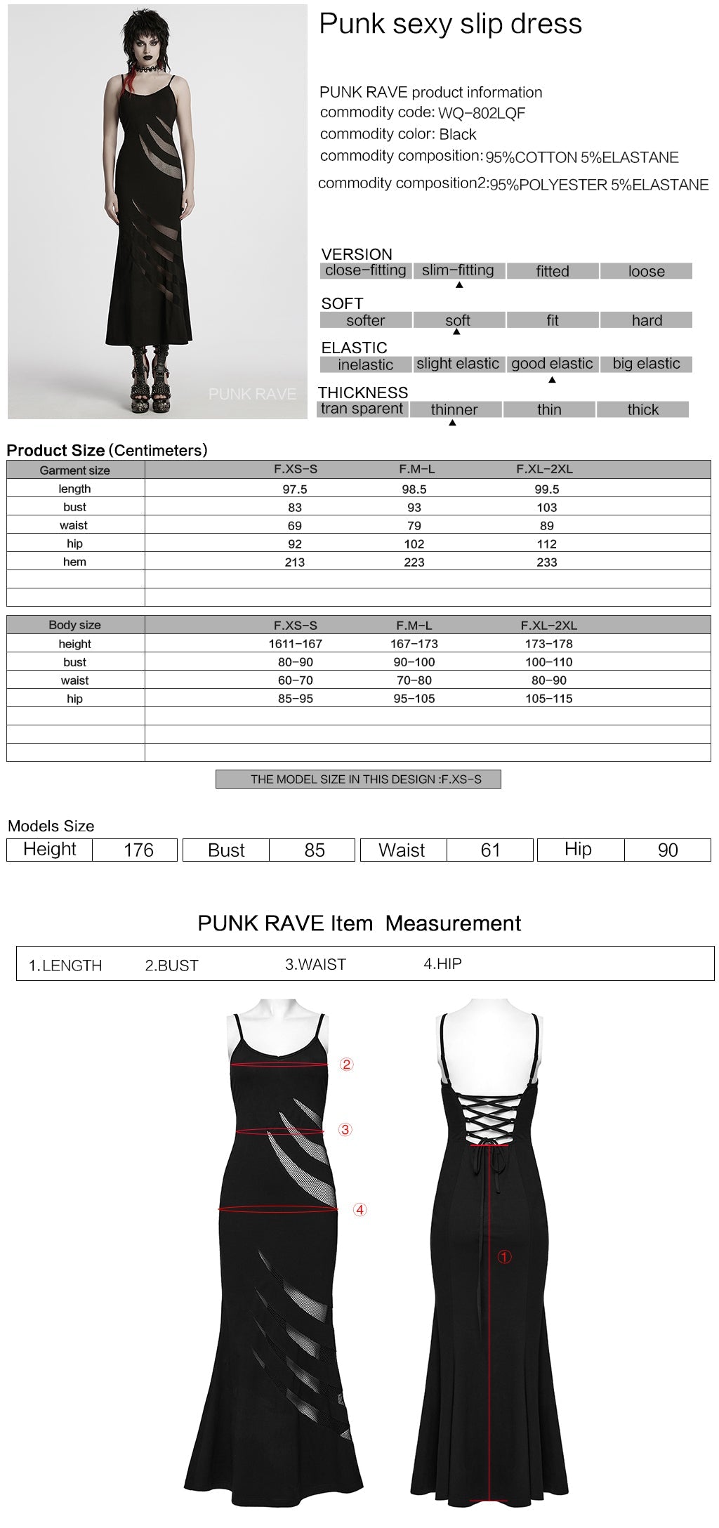 WQ-802LQF Edgy Slashed Strappy Punk Maxi Dress with Mesh Panels
