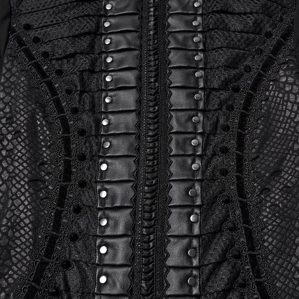 WQ-806LQF Edgy Gothic Black Lace Corset Long Punk Dresses
