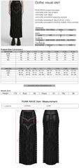 WQ-814BQF Gothic Skirt Black Lace Long Maxi Rivet Details