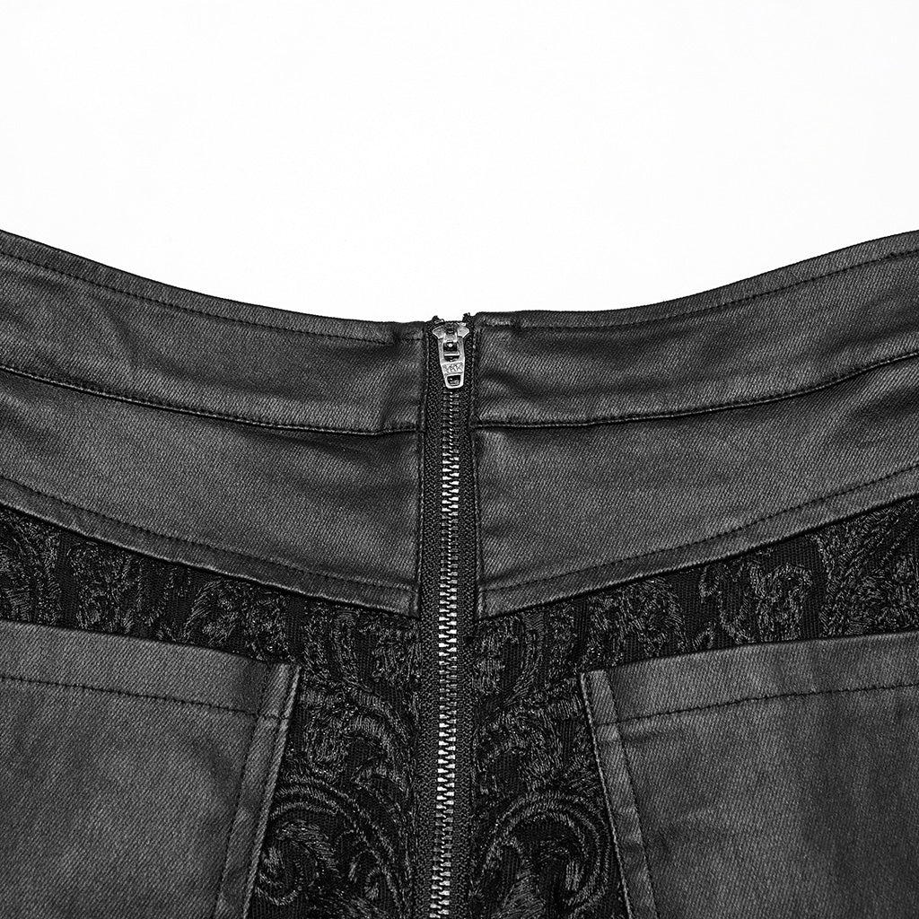 WQ-814BQF Gothic Skirt Black Lace Long Maxi Rivet Details