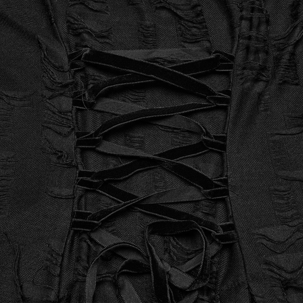 WQ-819LQF Edgy Asymmetrical Gothic Dress with Strappy Details