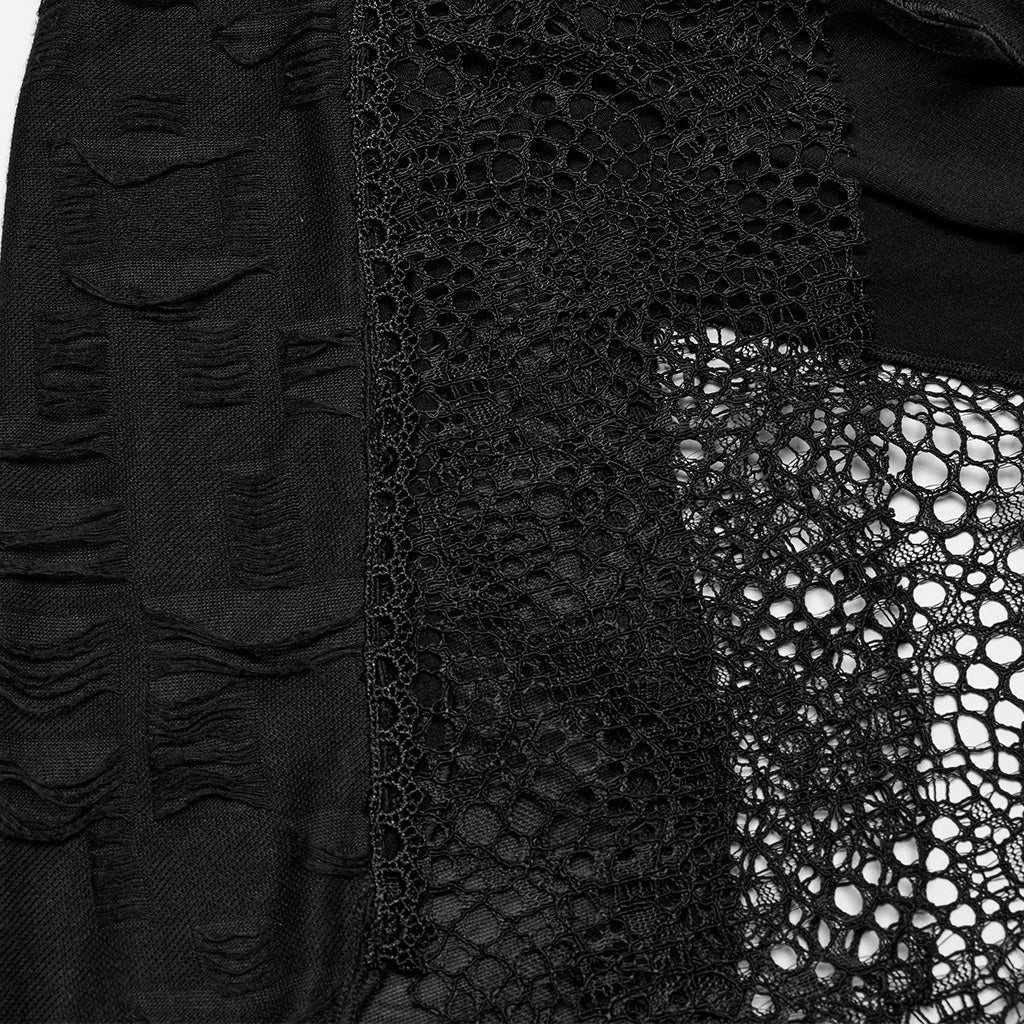 WQ-819LQF Edgy Asymmetrical Gothic Dress with Strappy Details