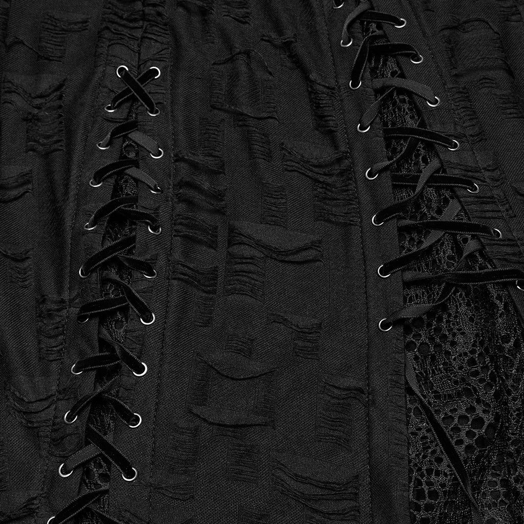WQ-819LQF Edgy Asymmetrical Gothic Dress with Strappy Details