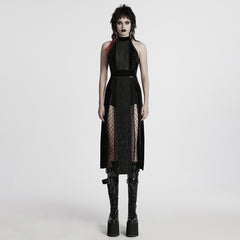 WQ-825LQF Gothic Dress Sheer Mesh Panels High Collar Evening Wear