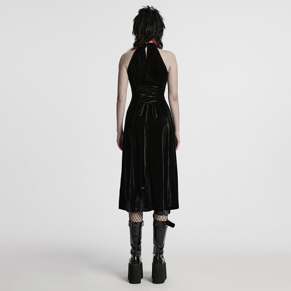 WQ-825LQF Gothic Dress Sheer Mesh Panels High Collar Evening Wear