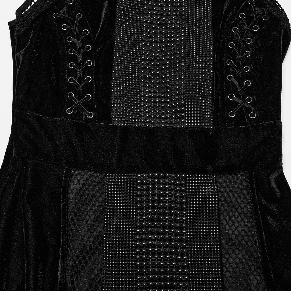 WQ-825LQF Gothic Dress Sheer Mesh Panels High Collar Evening Wear
