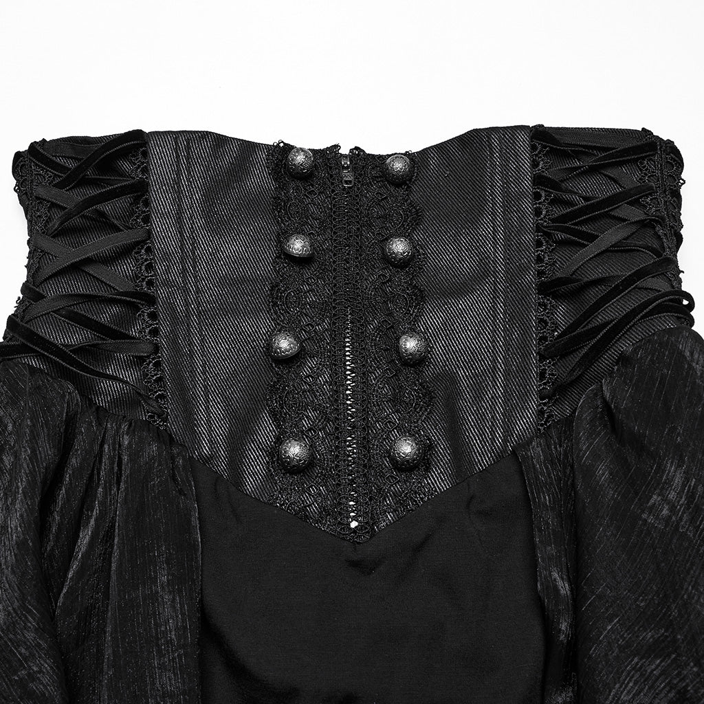 WQ-845BQF Gothic Skirt High Waist Steampunk Ruffled Mesh Maxi Design